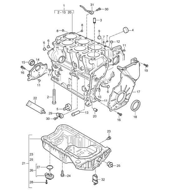 Diagram 101-05 Porsche Cayman T 718 2.0L Manual (300Bhp) Engine