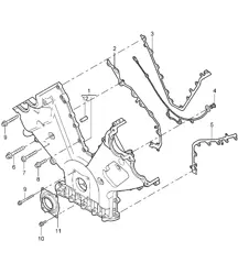 Copertura per catena di distribuzione / Flangia di tenuta - 4800,4850 - 955 Cayenne 2003-06