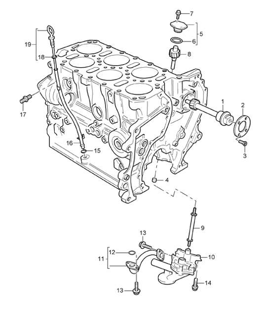 Diagram 104-02 Porsche 993 (911) TURBO S 1994-97 Engine