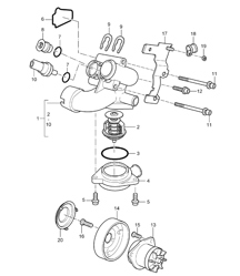 Water pump / thermostat housing - M02.2Y - 955 Cayenne 2004>>