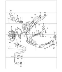 water pump, water pump housing 996 GT3-1 M96.76 2000-01 and 996 GT3-1/GT3 RS M96.79 2004-05 water pump, water pump housing 996 GT3-1 M96.76 2000-01 and 996 GT3-1/GT3 RS M96.79 2004-05