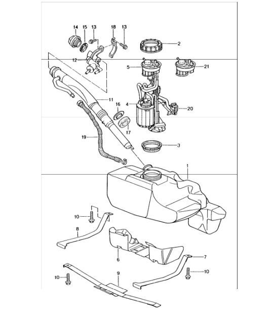 Diagram 201-00 Porsche Panamera Diesel V6 3.0L Fuel System, Exhaust System