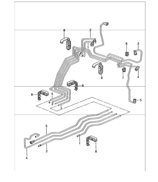 Diagram 201-05 Porsche 356 (1950-1965) Fuel System, Exhaust System