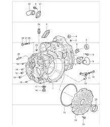 transmission case front for 996 GT3-1 G96.90 2000-01, 996 GT3-1 G96.93 2001 and 996 GT3-1 G96.96 2004-05