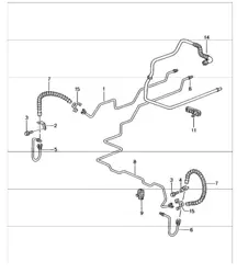 linea dei freni sottoscocca, assale posteriore, linea del vuoto 996 GT3-1 1999-05