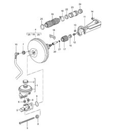 brake master cylinder, brake booster, pre-charge pump 996 GT3-1 1999-05 brake master cylinder, brake booster, pre-charge pump 996 GT3-1 1999-05