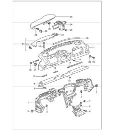 dashboard trim with retaining frame 996 GT3-1 1999-05 dashboard trim with retaining frame 996 GT3-1 1999-05