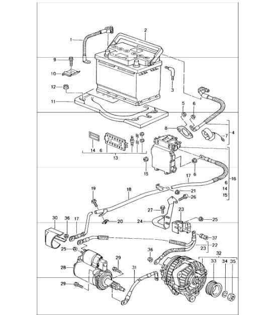 Diagram 902-05 Porsche 996 TURBO 2000-05 Electrical equipment