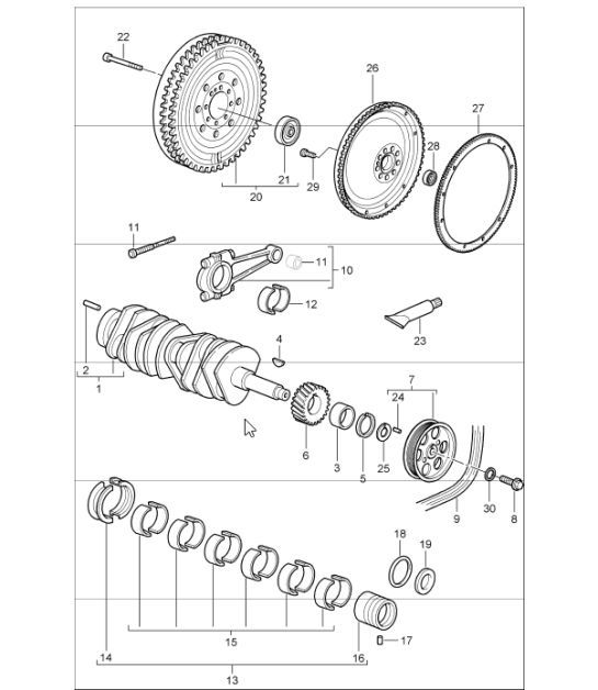 Diagram 102-00 Porsche 996 (911) (1997-2005) Motore