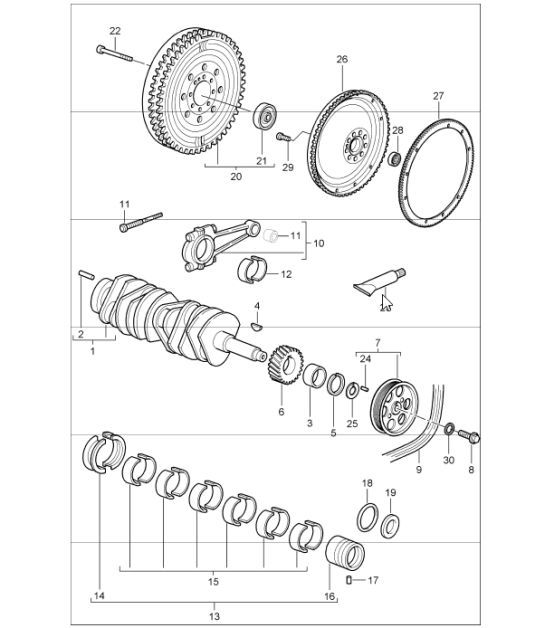 Diagram 102-01 Porsche Cayenne 9PA1 (957) 2007-2010 Engine