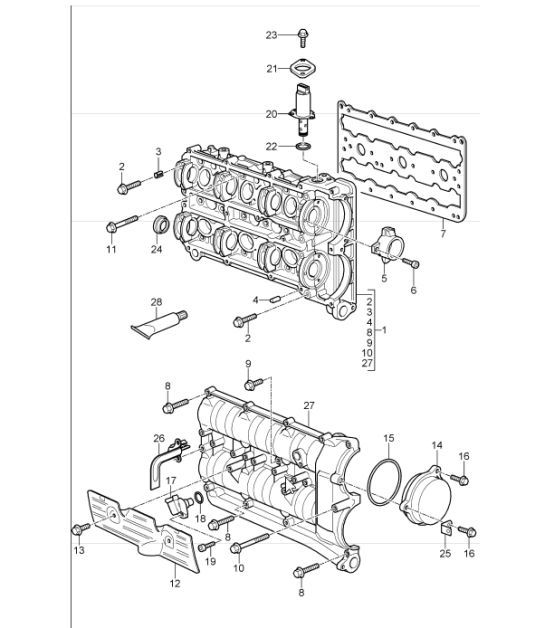 Diagram 103-10 Porsche Cayman 2.7L 981 2013-16 Engine