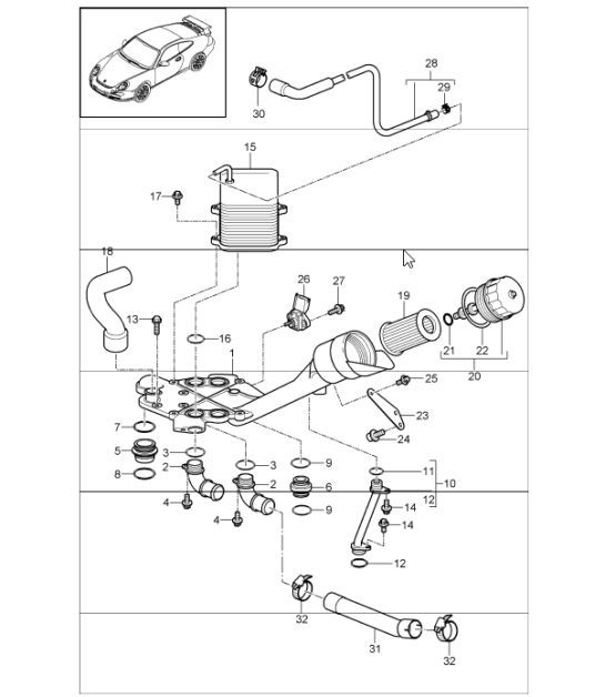 Diagram 104-10 Porsche 997 (911) MK1 2005-2008 Engine