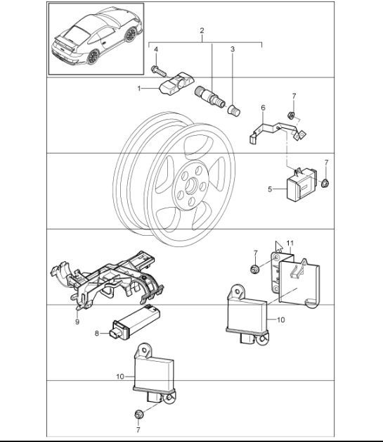 Diagram 601-06 Porsche 911 & 912 (1965-1989) Wheels, Brakes