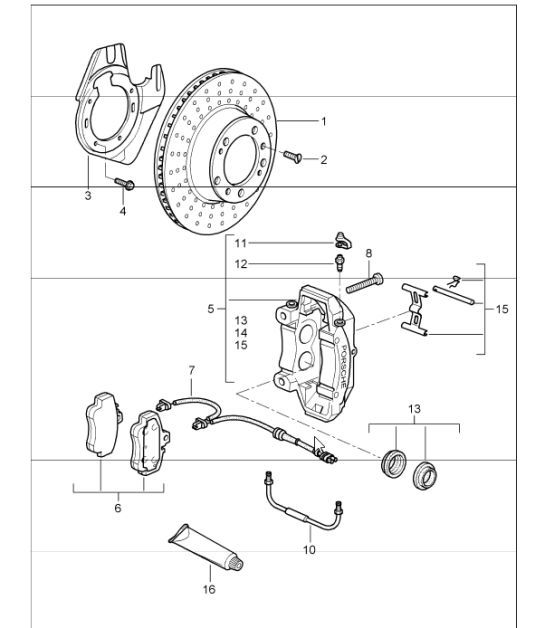Diagram 602-00 Porsche Cayenne S 4.5L V8 2003>> Wheels, Brakes