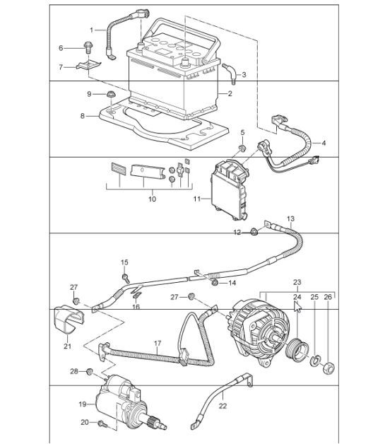 Diagram 902-05 Porsche Cayenne S 4.5L V8 2003>> Electrical equipment