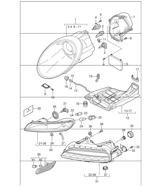 Diagram 905-01 Porsche 991 (911) MK2 2016-2019 Electrical equipment
