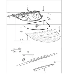 rear light, license plate light, additional brake light 997 GT3 2010 ONWARDS