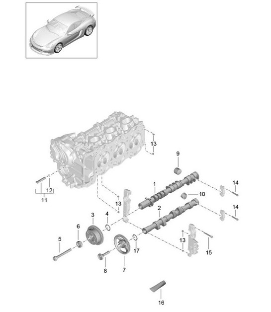 Diagram 103-010 Porsche Cayenne V6 3.0L Diesel 245HP Engine