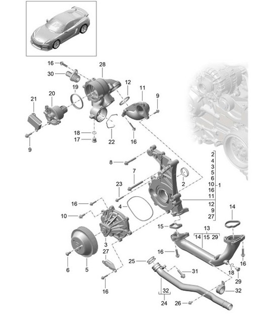 Diagram 105-000 Porsche Macan (95B) MK1 (2014-2018) Engine