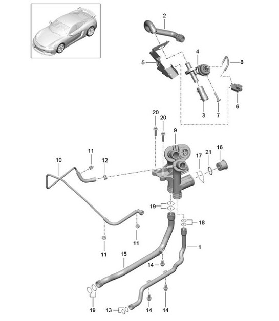 Diagram 105-005 Porsche Cayman S 3.4L 987C 2005-08 Engine