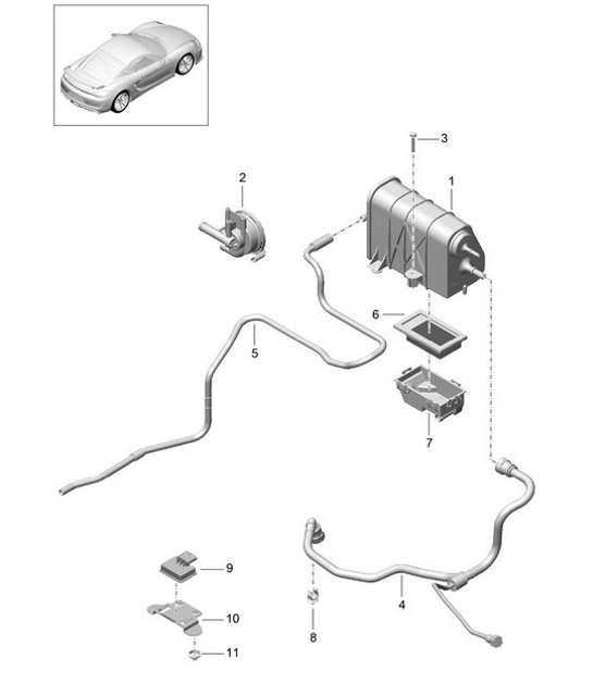 Diagram 201-020 Porsche Cayenne 9PA (955) 2003-2006 Fuel System, Exhaust System