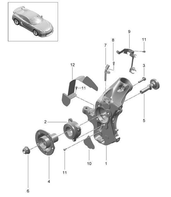 Diagram 401-005 Porsche Cayman S 3.4L 987C 2005-08 Assale anteriore, sterzo 