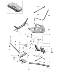 Train arrière / Partie latérale / Porte-bagages / Guide 981C Cayman GT4 2016