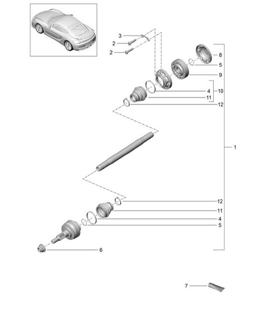 Diagram 501-005 Porsche Cayenne 3.6L 2007>> Rear Axle