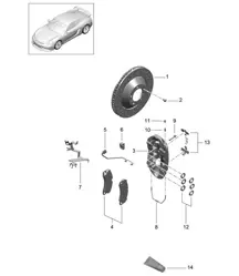 Disc brake / Front axle 981C Cayman GT4 2016