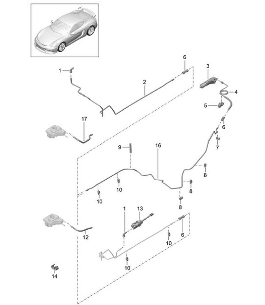 Diagram 702-008 Porsche Cayenne 3.6L 2007>> Hand Lever System, Pedal Cluster 
