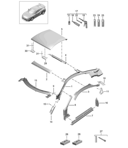 Diagram 801-045 Porsche Cayman 987C/981C (2005-2016) Carrozzeria