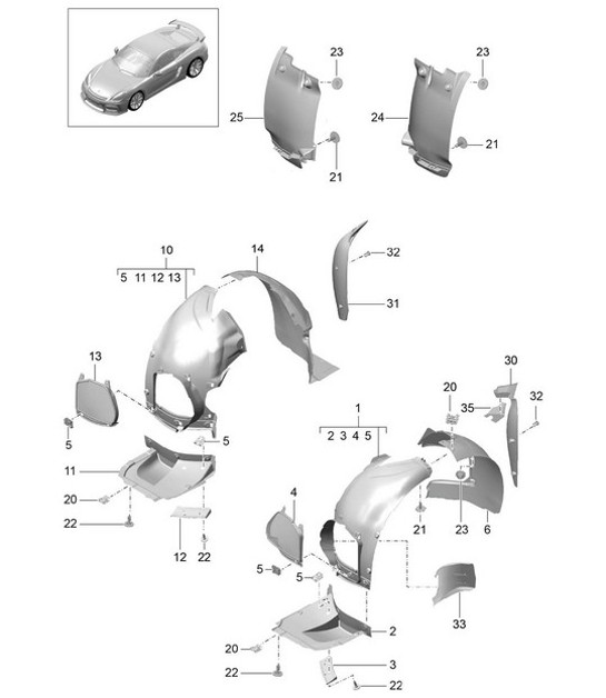 Diagram 801-075 Porsche 996 C4 3.4L 1997-08/01 Body