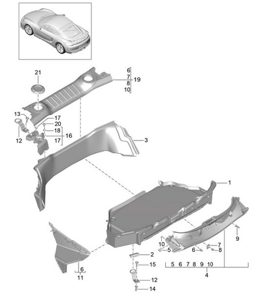 Diagram 807-005 Porsche Cayman GT4 718 4.0L / GT4 RS 718 4.0L 