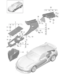 Revestimientos / Compartimento motor - LATERAL, TRASERO - 981C Cayman GT4 2016