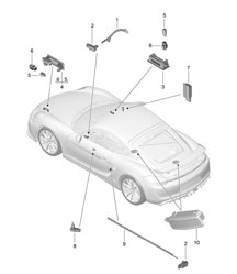 Interior lights / Door warning light / Footwell light / Luggage compartment lamp / Glove box light / Light / Exterior mirror 981C Cayman GT4 2016 Interior lights / Door warning light / Footwell light / Luggage compartment lamp / Glove box light / Light / Exterior mirror 981C Cayman GT4 2016