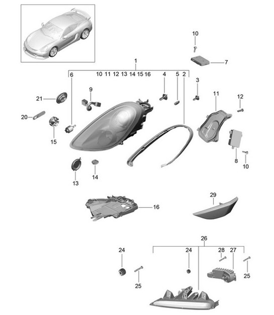 Diagram 905-002 Porsche Cayenne GTS V8 4.8L Petrol 400HP Electrical equipment