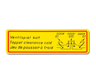 sticker 'valve clearance' PCG70101500