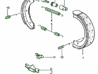 Handbrake shoes spring kit. Porsche 996 1998-2005 - 91135294401, 298609723, 99635272300, 99635274101, 99335207301, 298609717, 99635280700, 99335273700