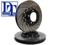 Disco de freno de dos piezas delantero flotante CROSS DRILLED para Porsche *DesignTek - 9963514099H, 99735140990, 99735141090, 3604309610, 9963514109H