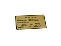 Sticker Tyre Pressure. Porsche 928S US Models - 92800650902 - PAKRU