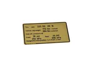 Sticker Tyre Pressure. Porsche 928S US Models - 92800650902 - PAKRU