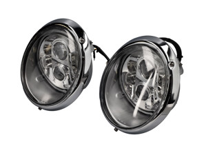 Scheinwerfer Chromrand mit LED Einbauten LHD Klarglas Porsche 911/964 - 91163111499, 91163111299, 91163111399