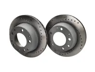 Brake disc rotor, Rear. Porsche 911 1984-89 3.2L Sport drilled (Pair) - 91135204108, 275802C, 91135204109 - 275802C