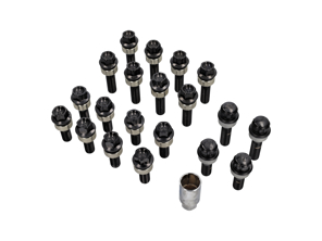 Kit de tornillos de rueda y pernos de bloqueo. (Espaciadores de tamaño mixto) Chapado en negro para Porsches modernos - 99636120302, 99636120301, 99636120300, WHT004676A, WHT006978, WHT010065A