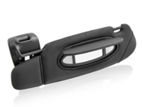 Sonnenblende, Leder, links, in Schwarz. Porsche 996 C2 / C4 - 99673198003A11, 99673198003