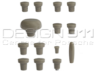 Dashboard knob set, GREY. Porsche 356A (1955-1959) - PCG35655200600, 64455281100600, 64455285300600, 64455283100600, 64455282101600