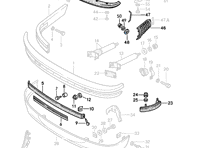 Restoration front bumper seals kit. Porsche 911 1974-89 - 91150518705, 91179950513, 91179950514, 91150537500, 91150530700, 91150530800, 91150544701, 91150514902, 91150541700, 91150541800, 90002500804, N0111856, 99950701801, 90015102703, N0211963, 90151179121, 90002508001, 90008402601