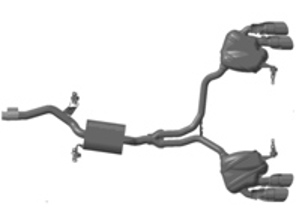 Sportuitlaatsysteem, met zilveren eindpijpen. Porsche 95B.2 Macan S - 95B044211, 95B044211A