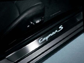 Baguettes de bas de caisse en acier inoxydable avec logo, illuminées. Porsche 987C Caïman - 98704480028, 98704480034, 98755199003, 98755199002