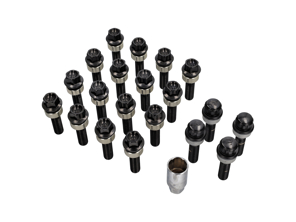 Kit de tornillos de rueda y pernos de bloqueo (separadores de hasta 18 mm) con revestimiento negro para Porsches modernos - 99636120302, 99636120301, 99636120300, WHT004676A, WHT006978, WHT010065A